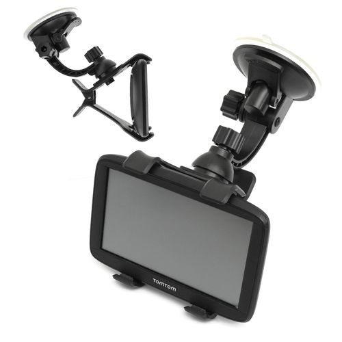 Ramtech Universal Car GPS Windshield Dual Clip Mount, Suction Cup Holder with 360° Rotating Bracket, Compatible with 6 Inch Tomtom Via 1625 1625TM 1625M 1635, WMDC