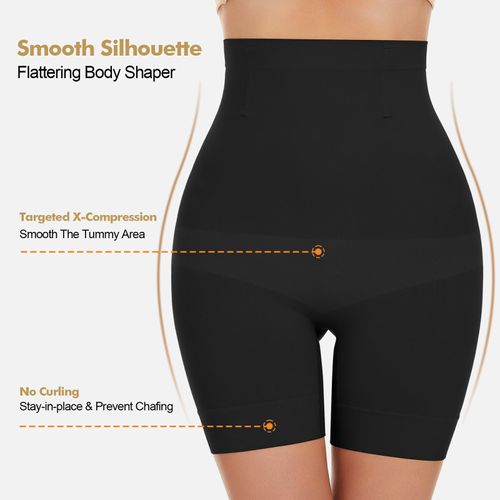 SIMIYA High Waisted Tummy Control Body Shaper, Comfy Tummy Control Knickers, Shapewear for Women Control Underwear, Seamless Shaping Boyshorts Panties, Black S