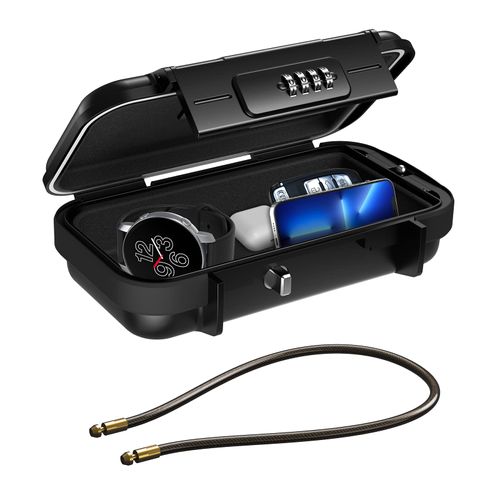 ORIA Portable Safe Box with Code, Outdoor Secure Key Storage with Removable Wire Rope, Key Safe with Combination, Weatherproof Key Storage Padlock Box for Home, Cars, Travel, Office, Sports, etc.
