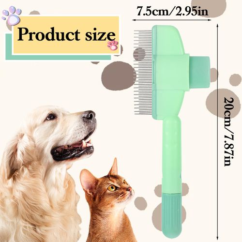 Tyqour 2PCS Pet Hair Removal Comb Flea Comb for Cats Dogs with One-Click Self-Cleaning, Cat Deshedding Brush 2025 Pet Grooming Brush (Green & Yellow)