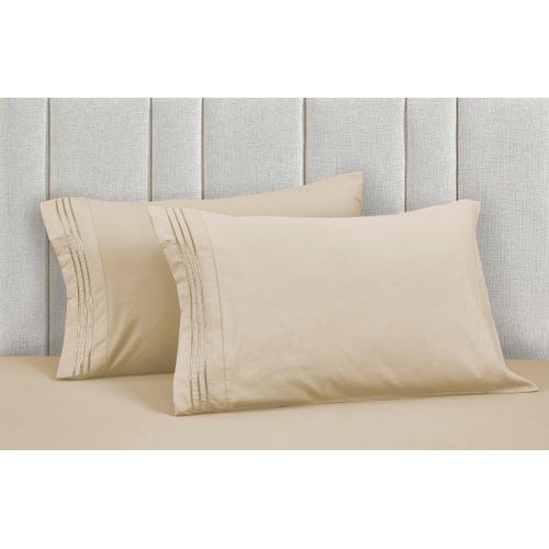Mocassi Pillowcases 1800 Premium Hotel Quality - Easy Care, Smooth Weave, Wrinkle and Stain Resistant, Easy Slip-On, 2-Piece Set, King Pillowcase, Cream