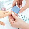 100 Pcs Mini Nail Buffer Blocks 180/100 Grit Sandwich Nail Buffer Washable for Nail Care(Blue)