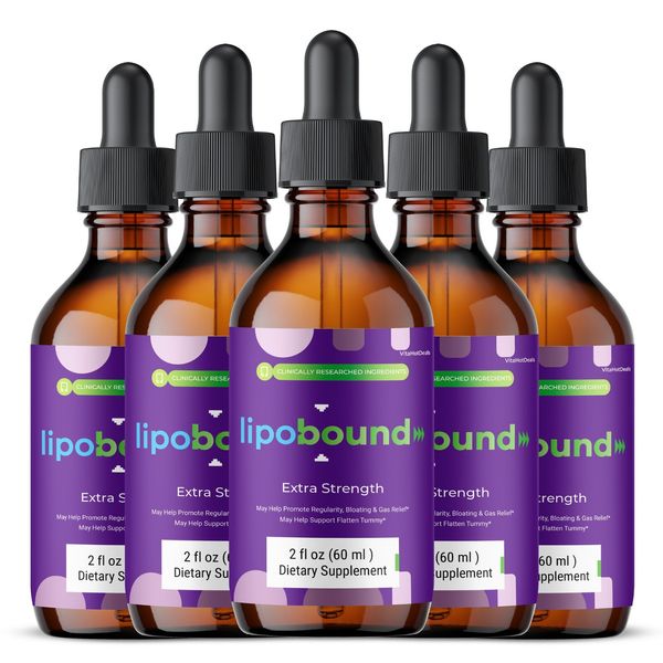 Lipobound Drops Liquid Supplement, All Natural Lipo Bound Supplement (5 Pack)