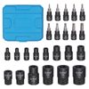 Torx Bit Socket Female E-Torx External Sockets Set 24PCS | 10pcs Star Socket Bits (T8-T40) & 14pcs Female E-Torx Sockets (E4-E24) 1/4" 3/8" 1/2" | CRV | Enhanced Mini Storage Case