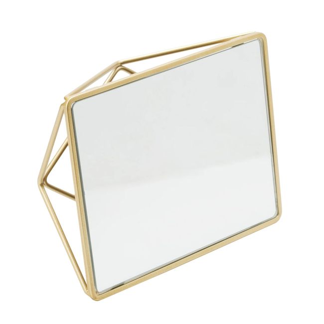 Geometric Two Way Vanity Mirror 9.37 X 7.4 X 2.95 inch - Satin Gold