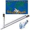 World Peace Map Blue 3 x 5 FT Flag + 6Ft Spinning Tangle Free Pole + Bracket