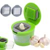 Mini Garlic & Ginger Press with Clear Tray - Kitchen Chopper, Crusher, Dicer Tool, Green
