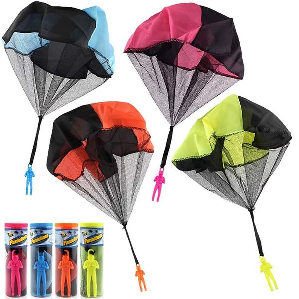 4PCS Parachute Toy,Free Throwing Toy Parachute,Outdoor Toss It Up Flying Toys for Kids,Parachute Figures Hand Throw Soliders Square Outdoor Children's Flying Toys,No Assemble or Batteries Required