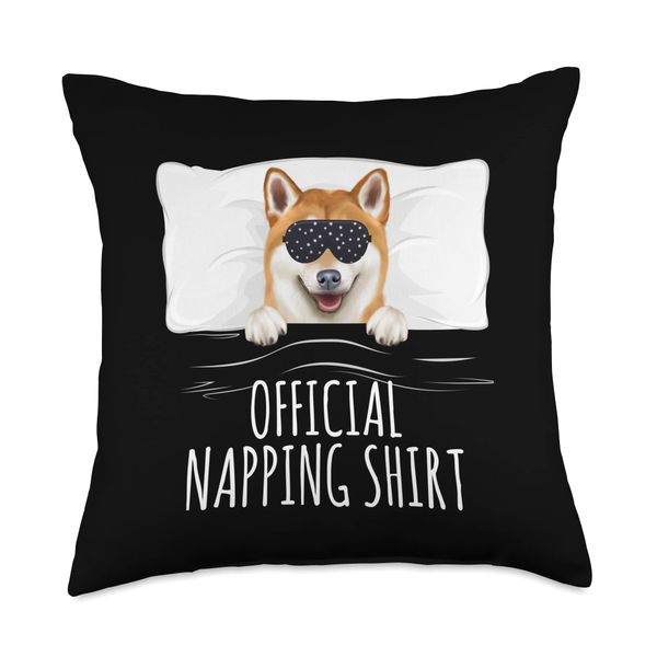 Black Sleep Mask Shiba Inu Official Napping Throw Pillow
