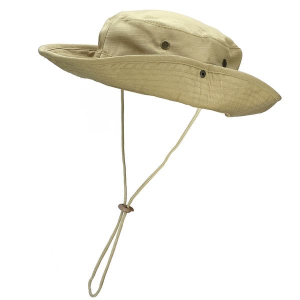 FALETO Bucket Hat Boonie Cowboy Hat Wide Brim Caps Fishing Hat with Adjustable Strap Khaki