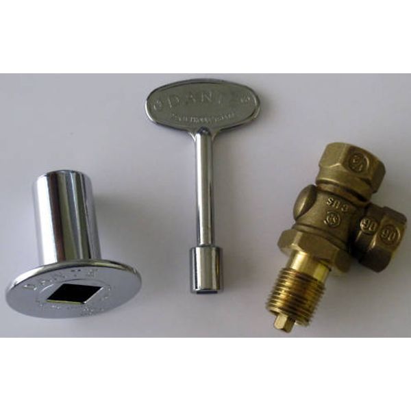 ANGLED GAS VALVE AND CHROME KEY COMBO FOR FIREPLACE GAS LOG, FIRE PIT