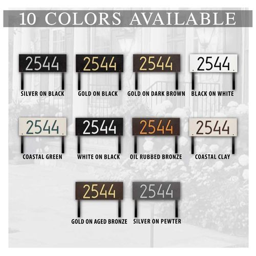 Whitehall™ Personalized Cast Metal Lawn Mounted Address Sign - The Mid-Century Modern Rectangle Plaque. Made in the USA. Display your address Custom house number sign.