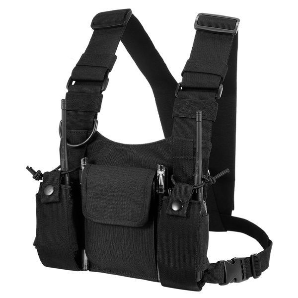 abcGoodefg Radio Chest Harness Chest Front Pack Pouch Holster Vest Rig for Two Way Radio Walkie Talkie(Rescue Essentials) (Black)