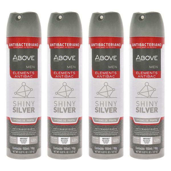 Above 48 Hours Elements Antibac Antiperspirant Deodorant -Shine Silver-Pack of 4