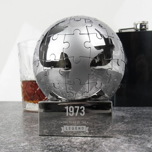 eBuyGB Engraved Metal Puzzle Globe Paperweight -1963 Year of The Legend Design - 60th Birthday Gifts for Him, Men - Gift for Dad, Uncle, Brother