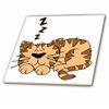 3dRose ct_38985_2 Cute Sleeping Tan Cartoon Cat Ceramic Tile, 6-Inch