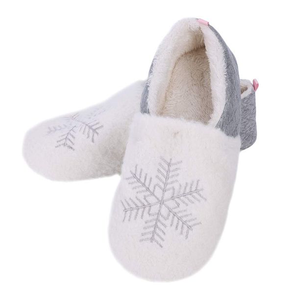 ITODA Snow Pattern Room Shoes, Spring, Autumn and Winter, Indoor Slippers, Ladies, Cotton Slippers, Cute, Fluffy, Warm, Anti-Slip, Silent, Comfortable to Wear, Stylish, Washable, Room Slippers, For Guests, Gift for Girls