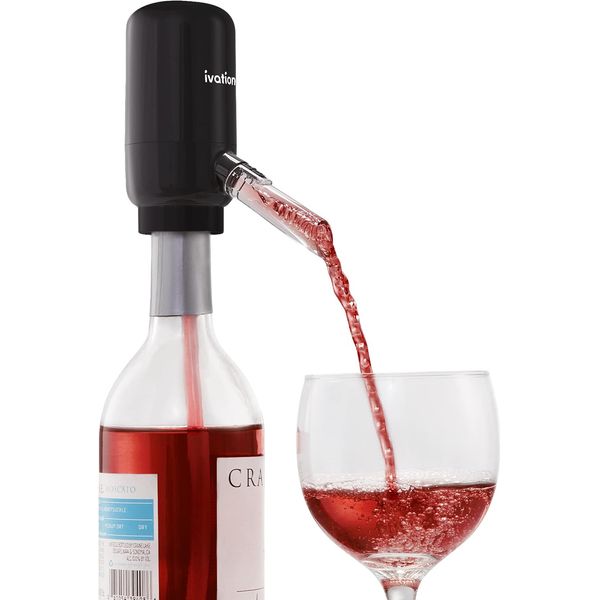 Ivation Wine Aerator & Dispenser with Flexible Tube | Electric Battery-Operated