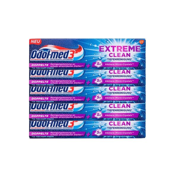 5x Odol-med 3 Extreme Clean Tiefenreinigung Zahnpasta 75 ml
