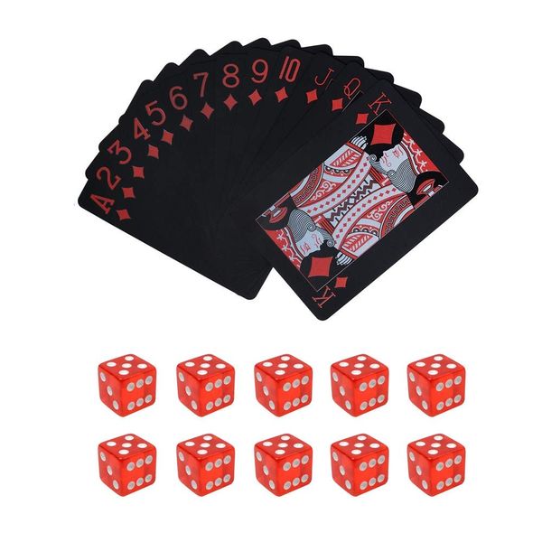 Poker Playing Cards Dice Sets Poker Table Cards PVC Waterproof Stacking Cup Dice Grade AAA Precision 19mm Serialized Casino Craps Dice with Razor Edges and Corners for Classic Magic Tricks Deck (Red)