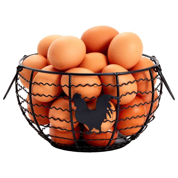 Juvale Wire Egg Collecting Basket, Farmhouse Kitchen Organizer (Black, 8.2 x 8.2 x 4.9 In)