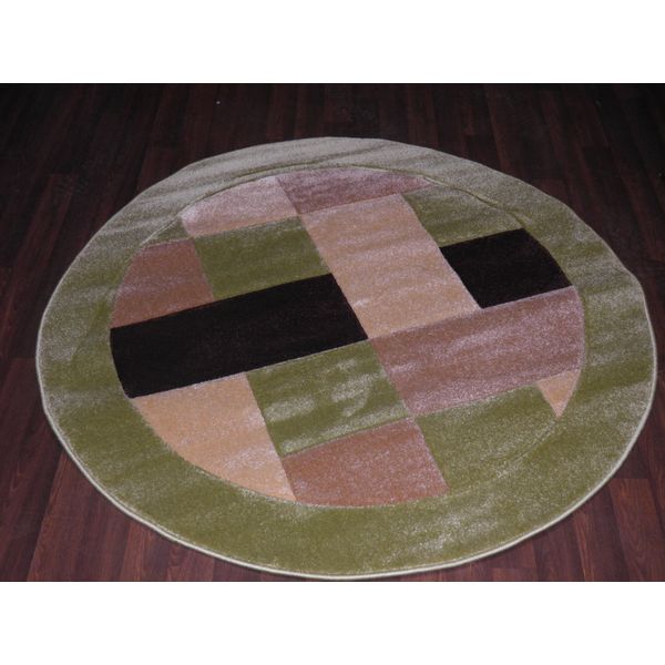 Stunning Circular Blocks Green/Beige Colour 140x140cm Rugs
