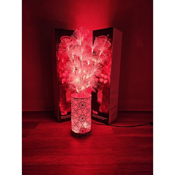 Metallic Red Lamp Shade Lamp Shimmer Floral Decor Table Lamp 24" LED