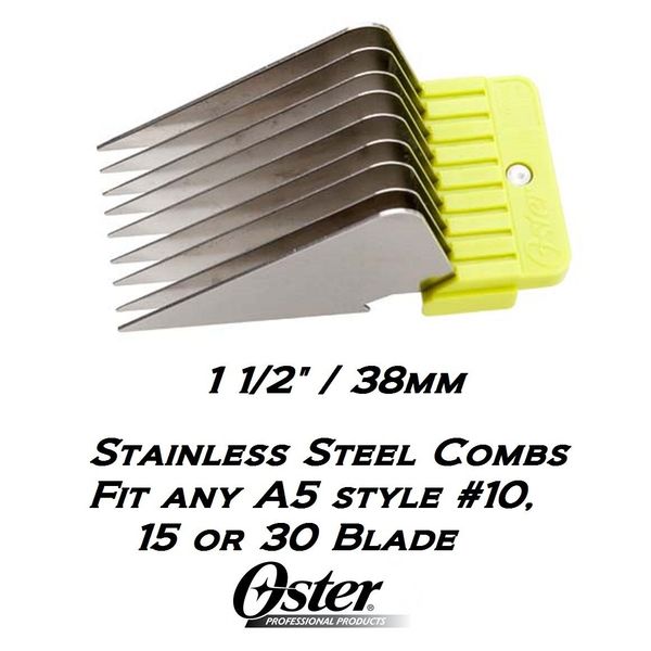 OSTER STAINLESS STEEL GUIDE 1 1/2" COMB*Fit A5 GOLDEN,TURBO,VOLT,PRO3000i,A6,76