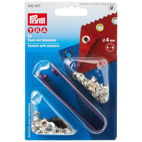 Prym Eyelets and Washers, Silver, Durchmesser 4 mm