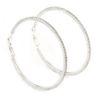 Large Slim Clear Crystal Hoop Earrings/Silver Tone/65mm Diameter