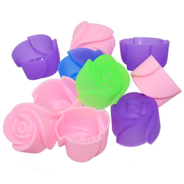 10PCS Rose Flower Mini Cupcake Silicone Baking Molds Ice Chocolate Jello #JHJYS