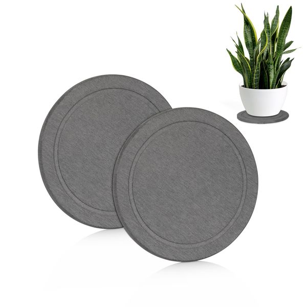 Creproly Plant Saucer Flower Pot Saucers Plant Trays for Pots Instant Dry Diatomaceous Earth Round Plant Drip Trays for Indoors Keeping Counter and Floors Dry and Clean (2Pcs Grey Small)