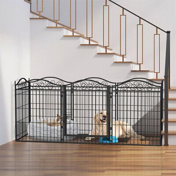 Large Pen Dog Kennel Puppy Playpen 8 Panel 32 Inch Tall with Door Indoor Outdoor