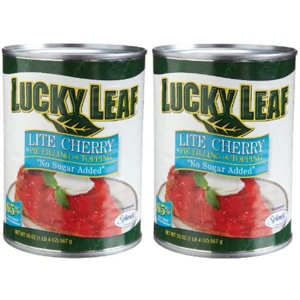 Lucky Leaf Lite Cherry (No Sugar Added) Pie Filling (Pack of 2) 20 oz Cans