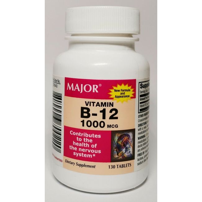 Major Vitamin B-12 1000mcg 130 tablets EXP:08/2024