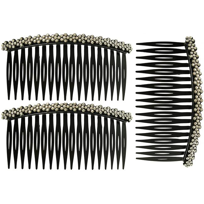 Daisy Daisy Set of Three Black Diamante Hair Combs, size: One Size