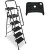 5 Step Non-Slip Stool Ladder with Handrails 330 lbs folding Tool Tray Platform