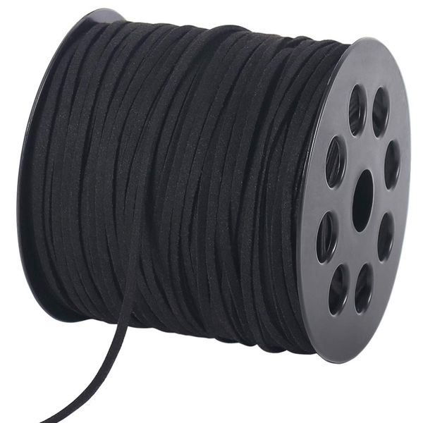 Suede Cord, 2.6mm 100 Yard Faux Leather String for Jewelry Bracelet Necklace Making Beading Thread DIY Crafts (Black)