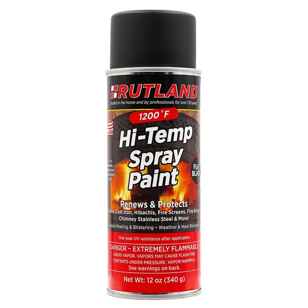 Rutland Products 80 Hi-Temp Spray Paint, Fl Oz (Pack of 1), Black, 12