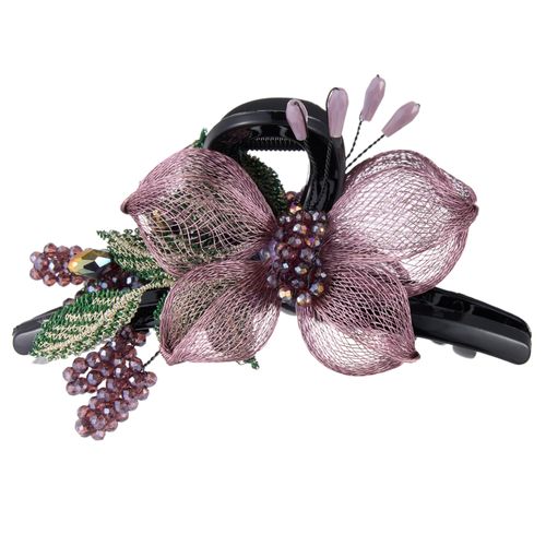 Hair Clips for Women - Copper Wire Hand-woven High-level design Hair Claws Elegant Flower Hair Accessories, Crystal Hair Claw Barrettes for Girls Thin Thick Hair, Mother's Day Gifts (Pink)