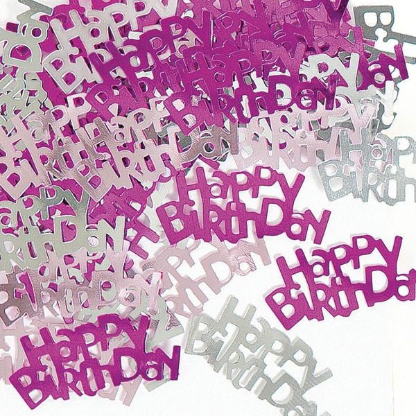 SHATCHI 14 Gram Pink & Silver Happy Birthday Confetti Table Scatter Glitz Sprinkles Stardust Bday Party Decorations For Kids Adults, (SHATCHI - 180)