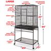 54" LARGE Flight Bird Breeder Cage Side Nest Doors With Removable Rolling Stand