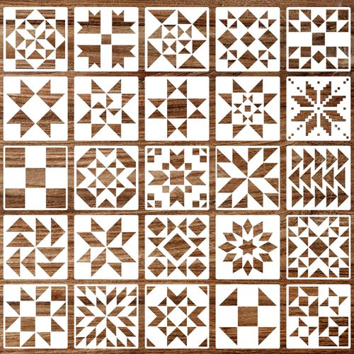 Barn Quilt Stencil 6inch Quilt Block Stencils Reusable Drawing Templates Stencils for Painting on Wood Canvas Fabric
