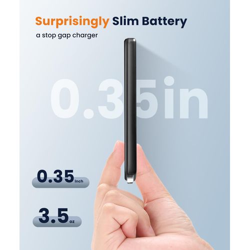 TCNOLL Wireless Power Bank for iPhone, 5000mAh Ultra Slim Portable Charger for MagSafe iPhone Fast Charging PD 15W Magnetic Charger External Battery Charger for iPhone 16 Pro Max/15/14-Black