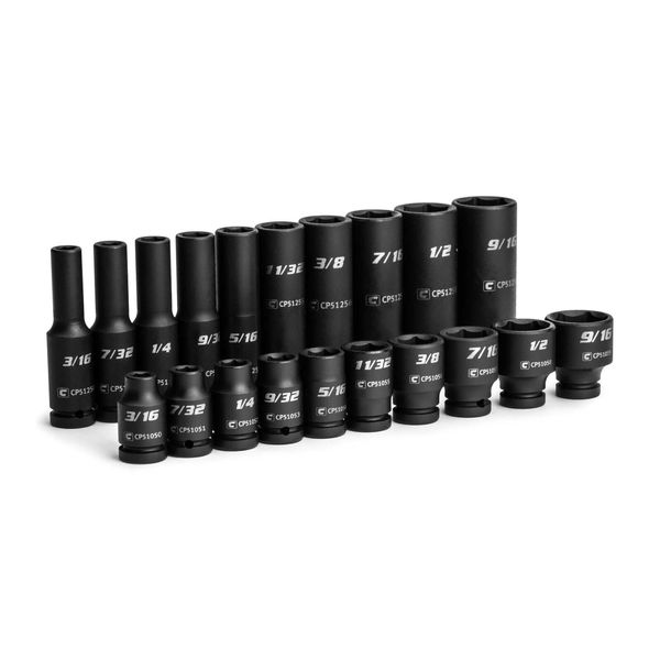 Capri Tools 1/4 in. Drive Shallow and Deep Impact Socket Set, SAE, 20-Piece