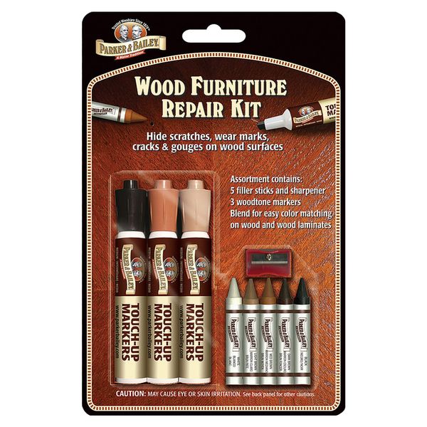 Parker & Bailey Wood Repair Kit - Furniture Markers Touch Up Furniture Scratch Repair Markers Wood Floor Scratch Remover Wood Marker Wood Stain Marker for Wood Furniture Wood Pens for Scratches