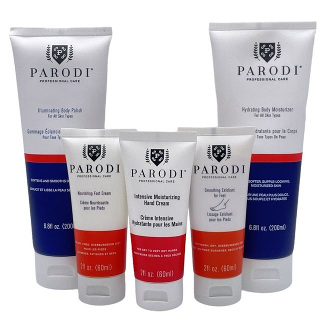 Parodi 5 Piece Moisturizer Lotion Polish Hand & Foot Cream Scrub Discontinued