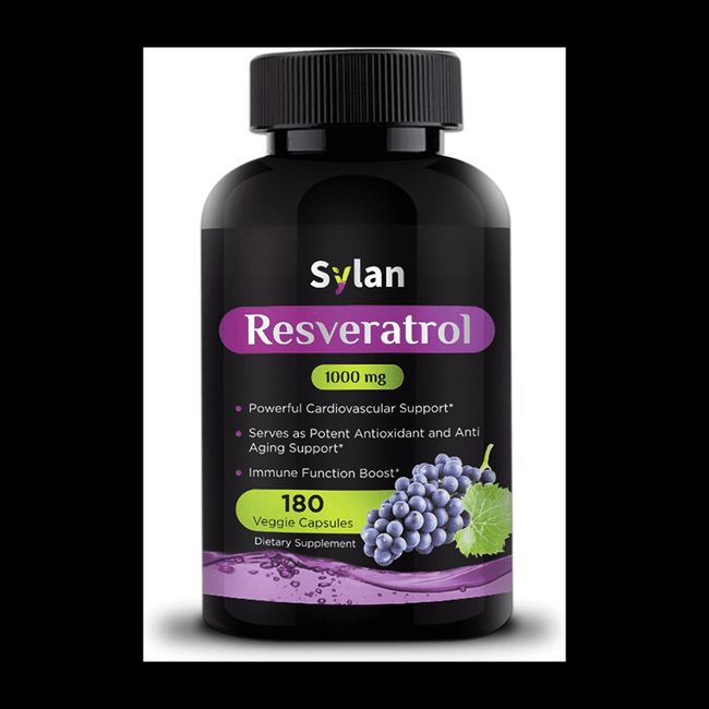 Sylan Trans Resveratrol 1000mg Resveratrol 180 Vegetarian Capsules 2 Packs, 2 Pcs, 180 Tablets