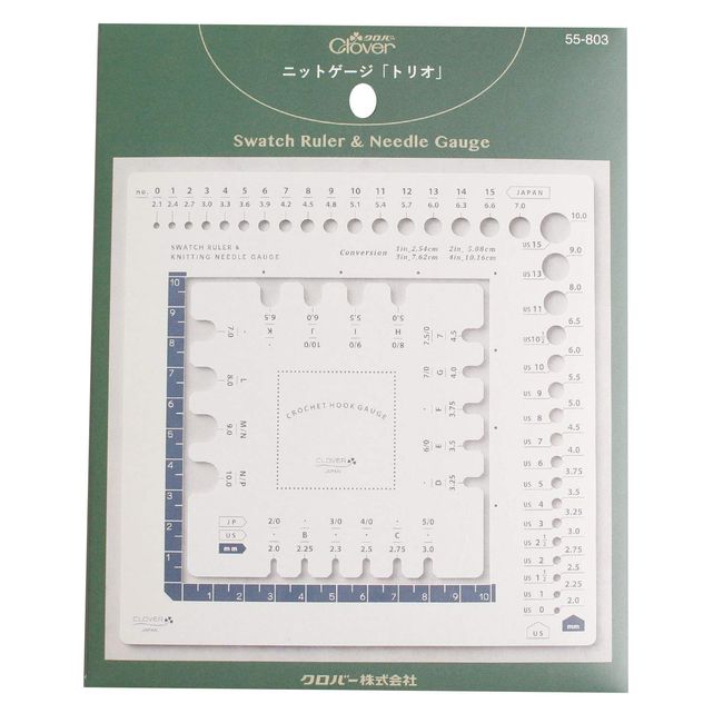 Clover Knitting Gauge "Trio" Knitting Supplies 55-803 White