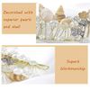 IYOU Princess Flower Shell Headband Gold Communion Headpiece Pearl Crystal Hair Tiaras Bridal Wedding Hair Accessories for Girls and Bridesmaid